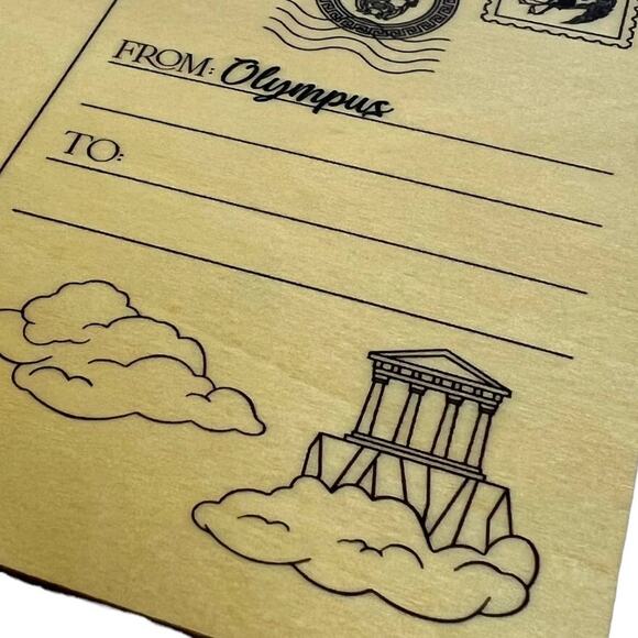 FairyLoot Mount Olympus Wooden Postcard - May 2023 "Feuding Gods" - Picture 4 of 6